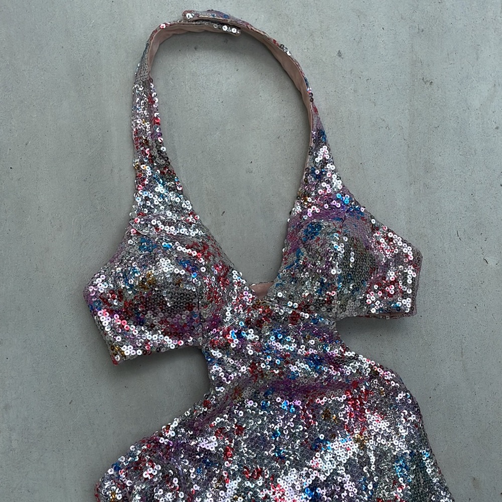 Vintage Faviana Couture Sequin Cut Out Dress - Party Dress - Sparkly - Glam Mini